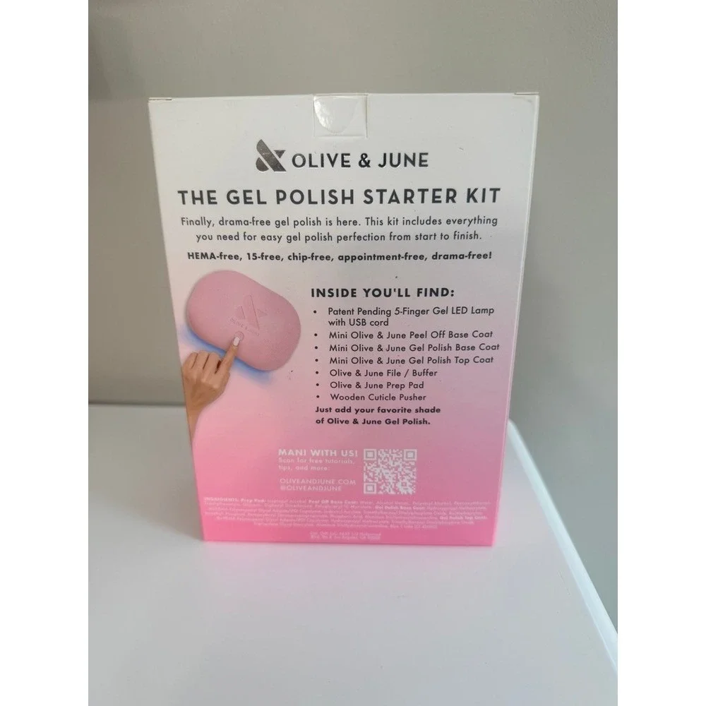 Olive & June Gel Polish Starter Kit Women OS Pink LED Lamp HEMA-Free NWT